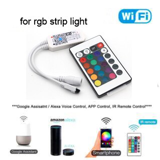 Wifi fjernbetjening alexa google hjemme stemmestyring rgbw rgb cct  ws2811 ws2812b pixel led strip lys skift/dæmper/timer: Wifi rgb 24 nøgle ir