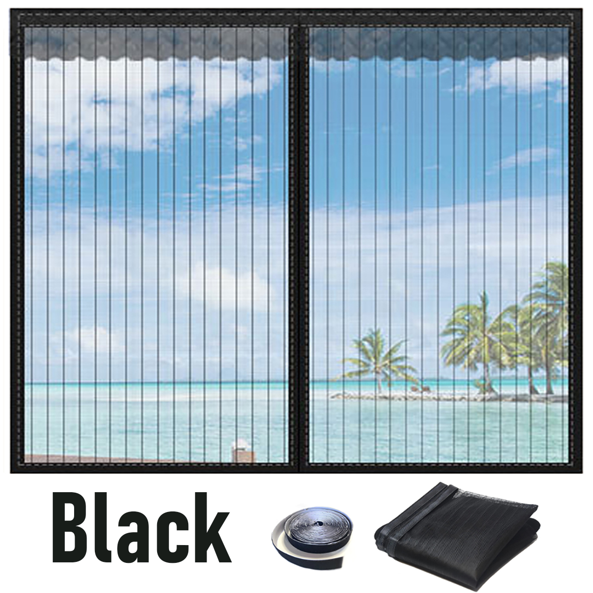 Magnetic Window Screen, Screen Door Mesh Window Screen Curtain, Magnetic Closing Door Screen to Keep Bugs Out, Black: 7*2.6 / black