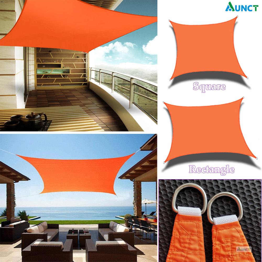 Waterproof Orange Square Rectangle All Size Shade Sail 300D UV Blocked Garden Terrace Canopy Swimming Sun Shade Camping Hiking