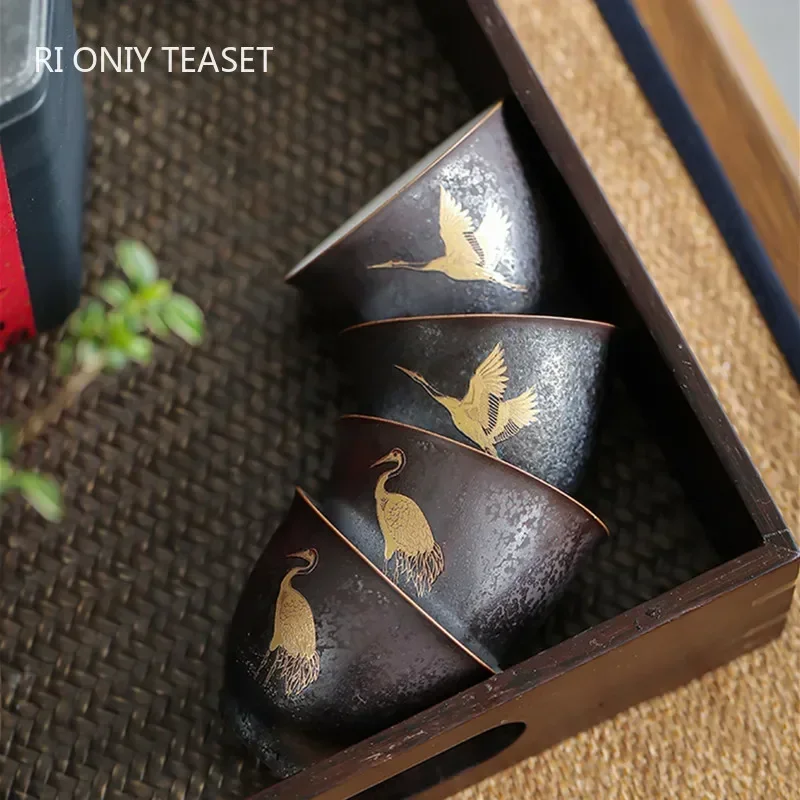 Taza de té de cerámica Vintage china, tazón de té de cerámica hecho a mano, taza de meditación Personal de viaje portátil, juego de té para el hogar, tazas maestras