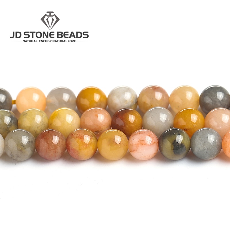 Natural Stone Gold Jades Beads Round Loose Spacer Beads For Jewelry Making 4/6/8/10mm DIY Handmade Bracelets