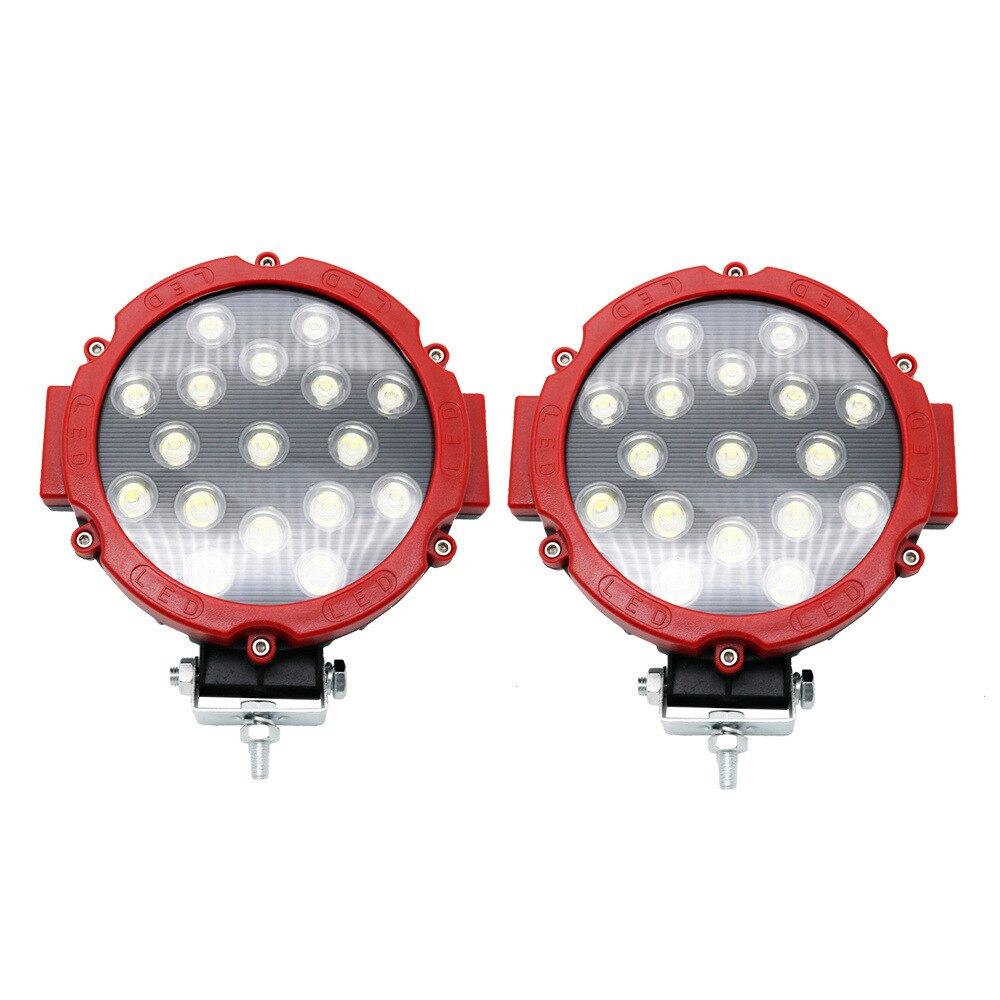 2pcs 7 inch 51W Round LED Work Light Spot Beam For 4x4 Offroad Truck Tractor ATV SUV Driving Lamp: 2 pieces red