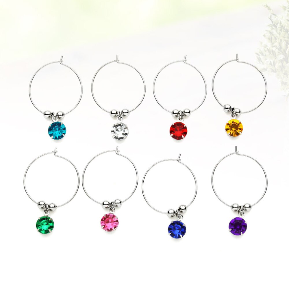 8 Stuks Kleurrijke Diamanten Glas Opknoping Ring Opknoping Diy Glas Ring Voor Restaurant Hotel Bar (Gemengde Kleur)