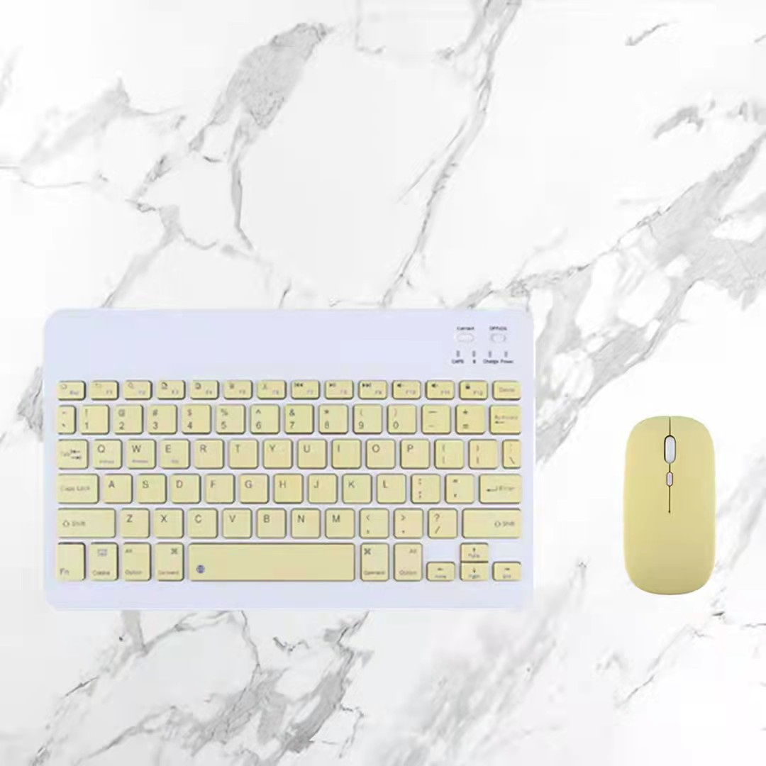 Teclado inalámbrico con Bluetooth para Ipad, juego de ratón, recargable, silencioso, ultrafino, Mini ordenador, teléfono móvil, tableta, Notebook: yellow mouse set