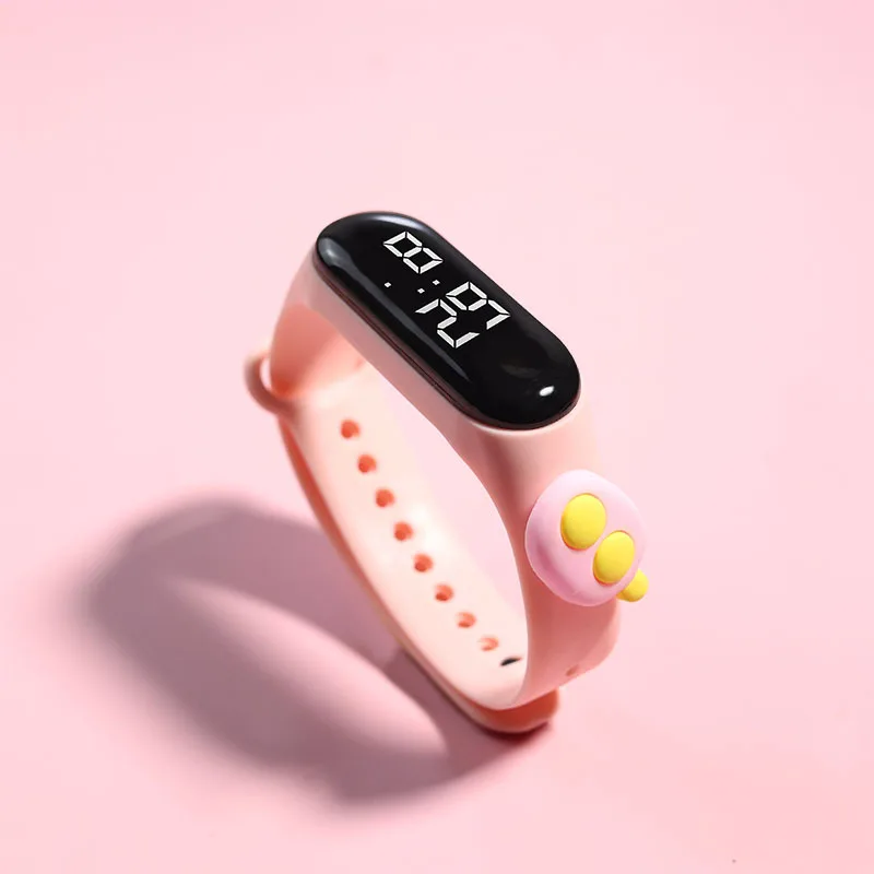 Reloj Digital de para niños, relojes deportivos de silicona, relojes electrónicos para niñas, reloj de pulsera Led de dibujos animados para niños: Amarillo oscuro