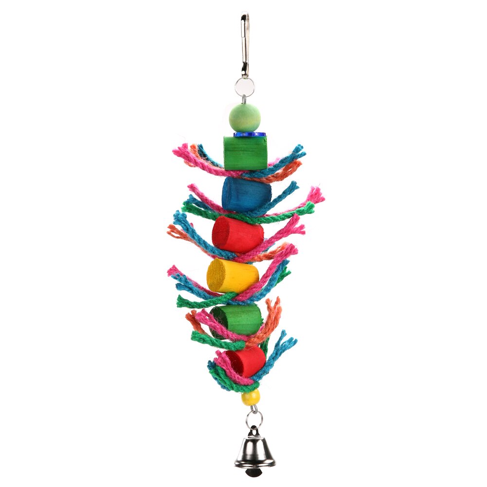 Parrot Toys Macaw Hanging Acrylic with Bells Bites Chew On Cages Cockatoo Stand Rack Swing Bird Toy Pet Product: 02