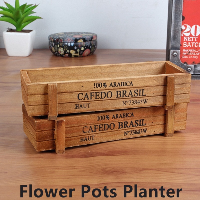 Rectangle Wooden Flower Pots Durable Plant Pot Seed Nursery Planter Box for Succulents Garden Supplies Home Decoration