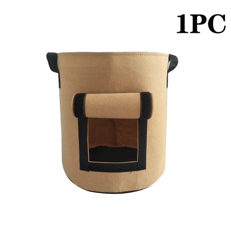 Bolsas de cultivo de plantas de fieltro de 5/10 galones, tela no tejida, maceta para patatas de jardín, bolsas para cultivo de verduras con invernadero, herramientas verticales hidratantes: XS / Amarillo claro