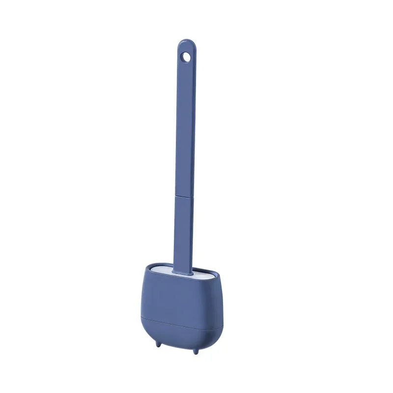 Household Simple Toilet Brush Set Wall Mounted Silicone Blind Spot Toilet Brush Daily Necessities Long Handle Cleaning Brush: army green