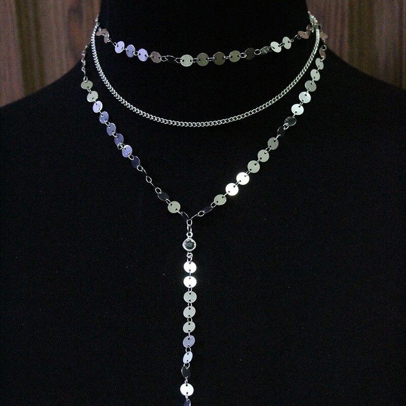 Abdoabdo Collier Gelaagde Kettingen Kettingen Vrouwen Zilver Kleur Bohemen Rvs Kettingen Sieraden Lady Collares