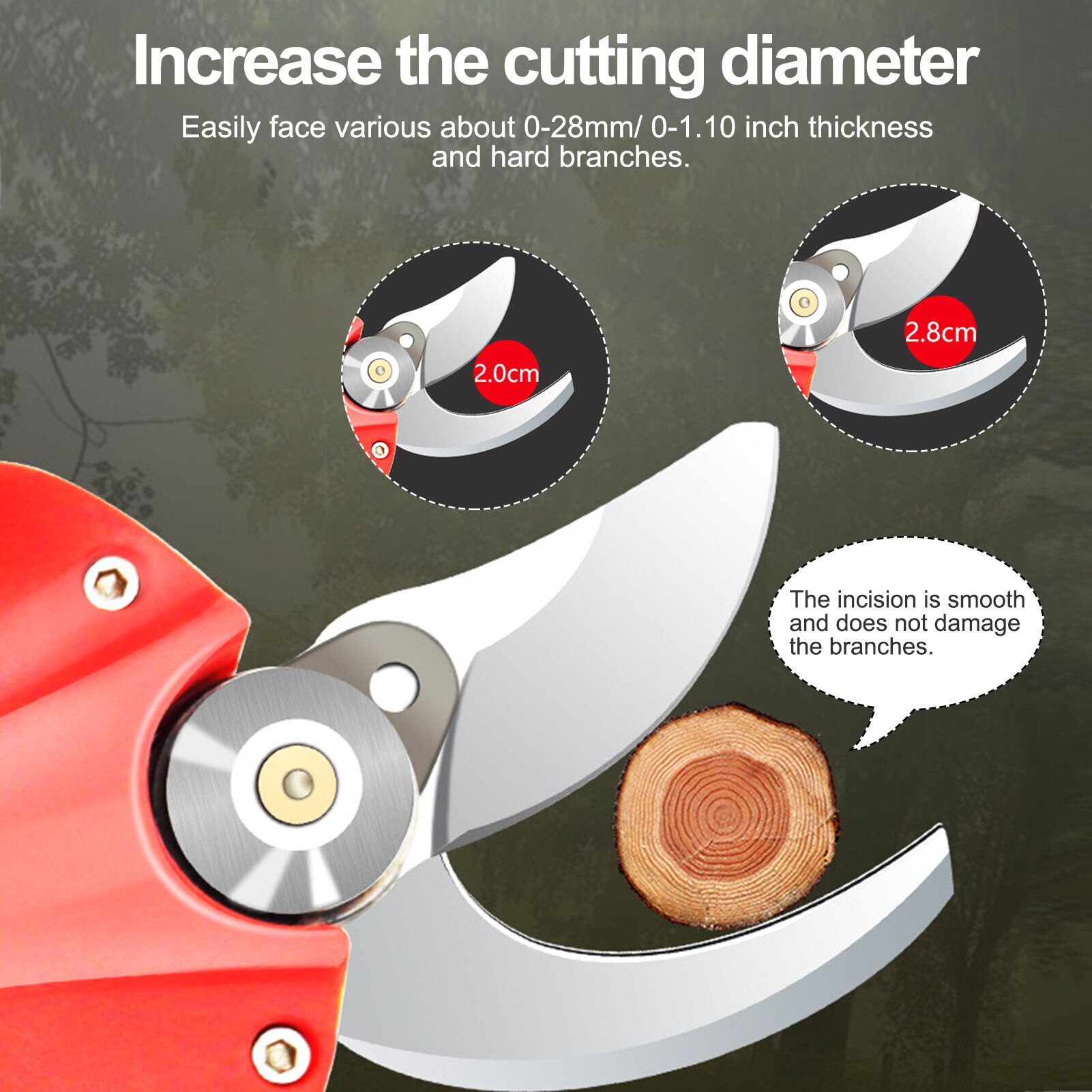 US UK EU Plug Handheld Pruning Shear Cordless Cutting Diameter Electric Pruning Shears With Two Lithium Batteries