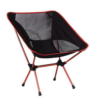 Sammenklappelig campingstol fiskeri bbq vandring ultra lys stol udendørs værktøjer stærk høj belastning 150kg strand picnic sæde foldestol: Rød