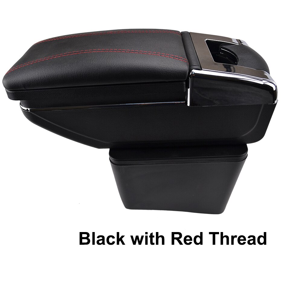 Arm Rest Rotatable For VW Polo Vento Center Centre Console Storage Box Armrest: Red Thread