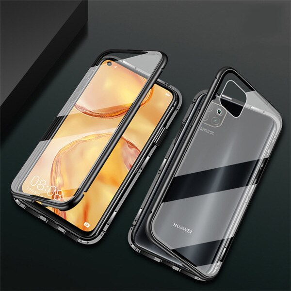 Voor Huawei P40 Lite P 40 Lite Licht P40Lite Case 360 Magnetische Metalen Voor Huawei Nova 7i 6 Se Dubbele dubbelzijdige Gehard Glas Case: for Huawei Nova 7i / 1