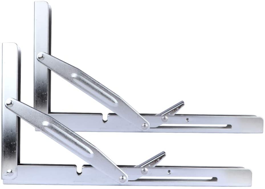 2 Pieces Folding Heavy Duty Shelf-Bracket Bench Table Folding Shelf or Bracket, Max. Load 550lbs