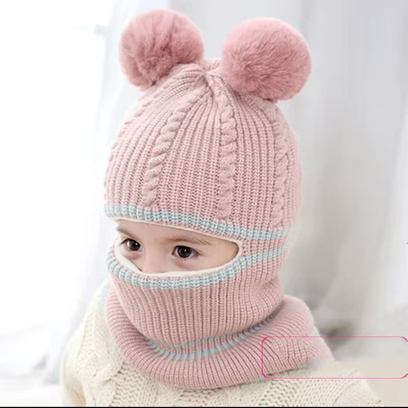 Kid Beanies Cap Scarf Set Kid Plush Ball Baby Girls Scarf Set Winter Warm Caps For Boys Girls 2-6 years old: i