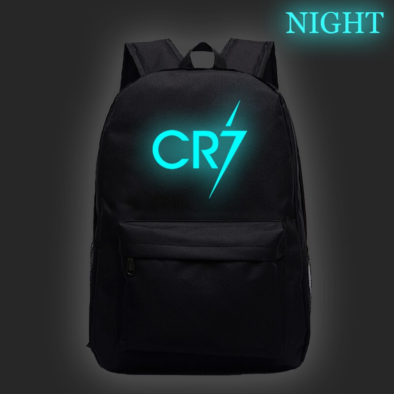 Mochila con brillo nocturno para niños y niñas, morral escolar luminoso Ronaldo CR7, a la , mochila para portátil para adolescentes: 3