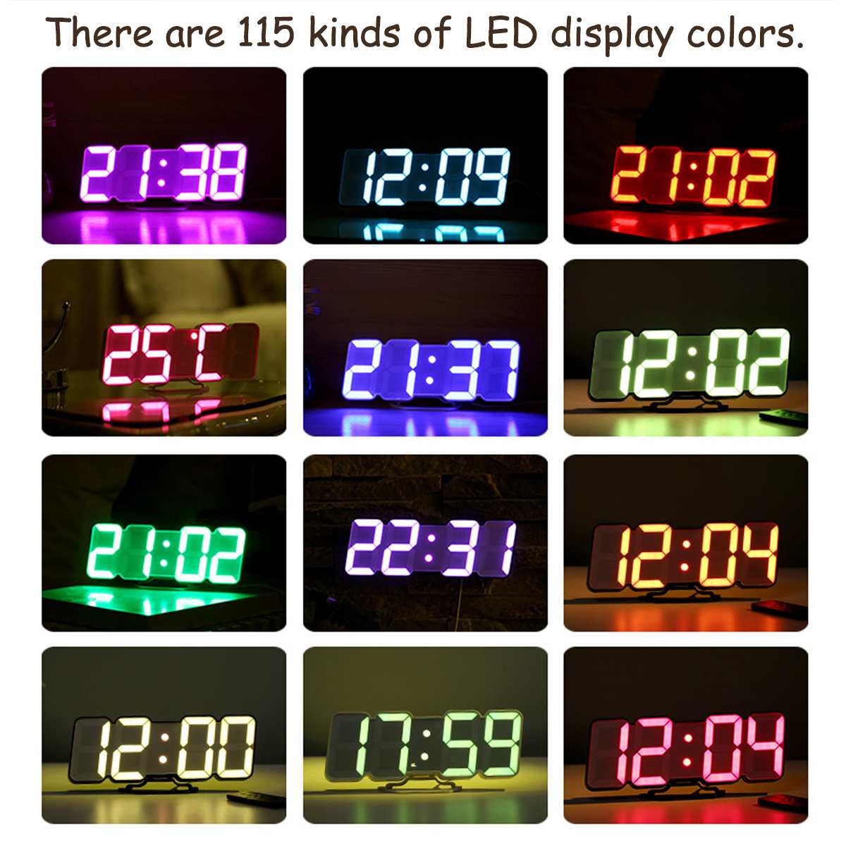 Digital Wall Clock Large Time 3D LED Alarm Date Temperature Nightlight Table Desk Watch Home Decorate Hang Electronic Clocks