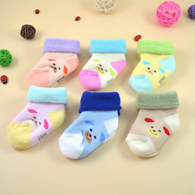 Cartoon Winter Warm Thickening Baby kid Terry Socks Animal GiraffeBear Rabbit Cat Dog Newborn Cotton Boy Girl Cute Toddler Socks: 1 Pair Random5