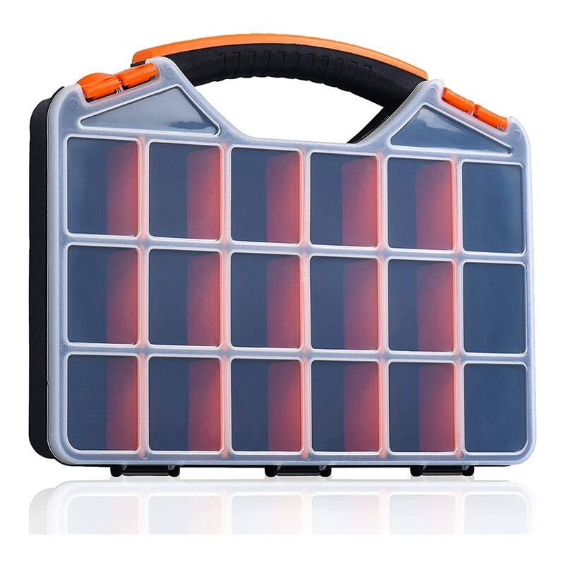 Storage Box with 18 Compartments-Small Hardware Storage Box-Made of Durable Plastic-perfect for Screws Nuts and Bolts