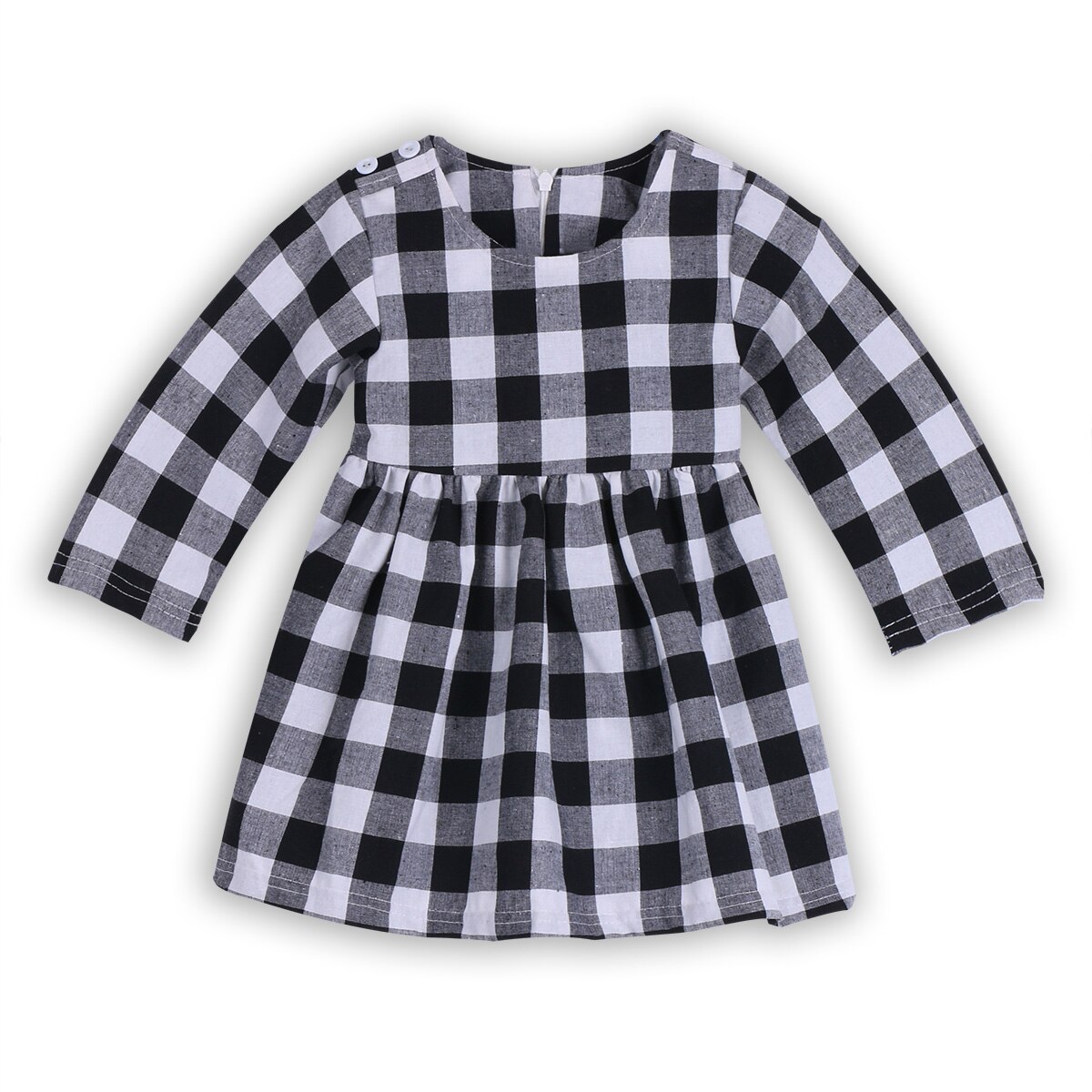 Herfst Lente Stijl Mode Zwart Wit Plaid Meisje Jurken lange Mouwen Baby Kids Kleding Casual Meisje Jurk Vestidos