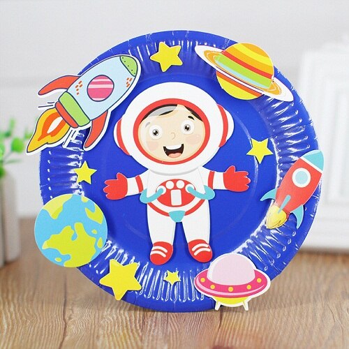 Dysk do papieru malowanie przedszkole pakiet materiałów płyta naklejki malowanie Puzzle dla dzieci kreatywne ręcznie dzieci papier do majsterkowania płyty: Space
