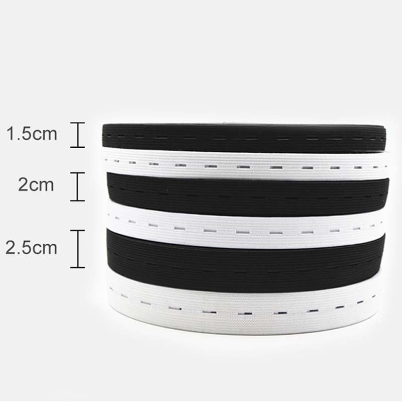 2 m/partij 15/20/25 MM wit/zwarte Platte Knoopsgat Elastische Bands naaien accessoires bruiloft Kledingstuk elastische tape voor DIY ondergoed