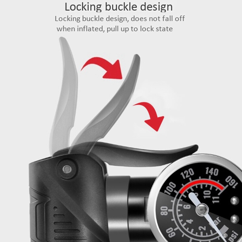 -Portable Bike Pump Gauge High Pressure Hand Pump Bike Accessories Bicycle Pump