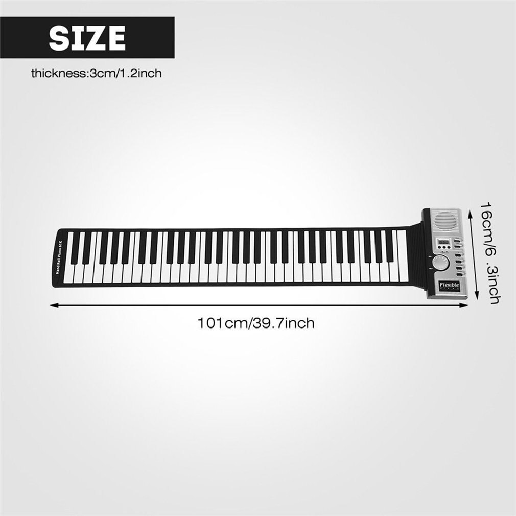 61-Key Hand-Rolled Piano With Speakers Beginner Piano For Children Midi Recording Playback Function Dual Keyboard Function