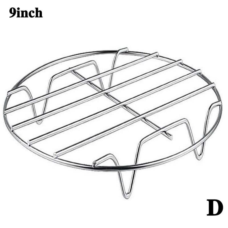 1Pcs Air Fryer Cooking Rack Round Bake Steel outdoor Cooling Steaming Rack Wire Stand Cookware Air Fryer accessories: D