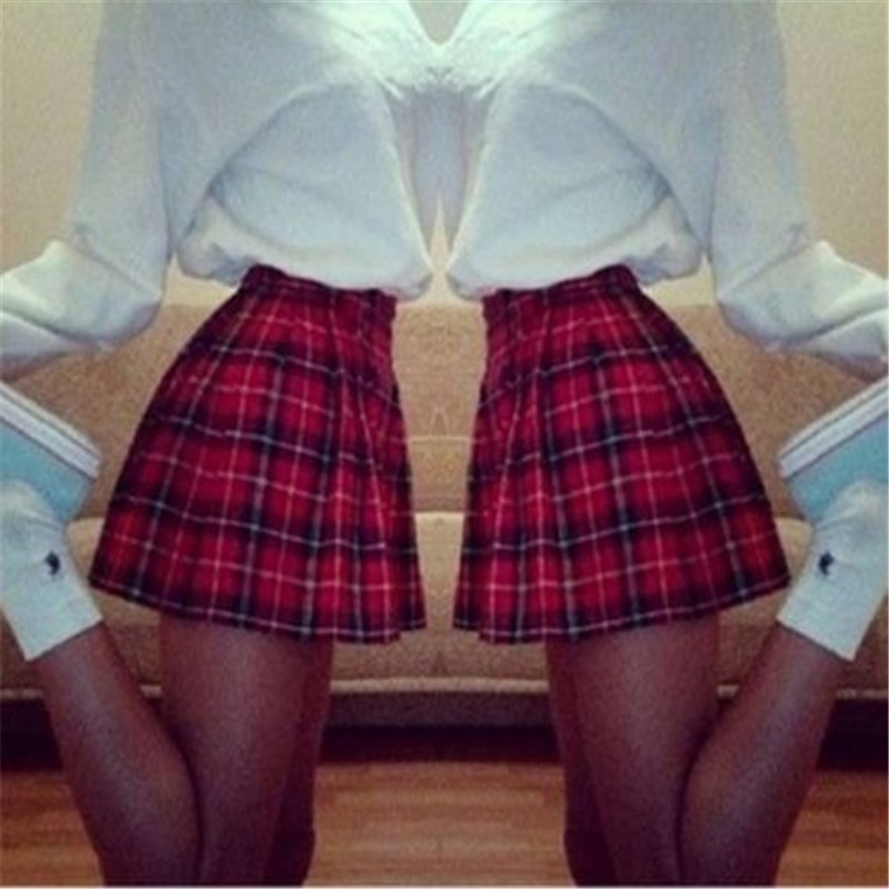 Falda de uniforme escolar de , Falda corta a cuadros a la , Falda plisada de algodón, minifalda informal colegial japonés para mujer