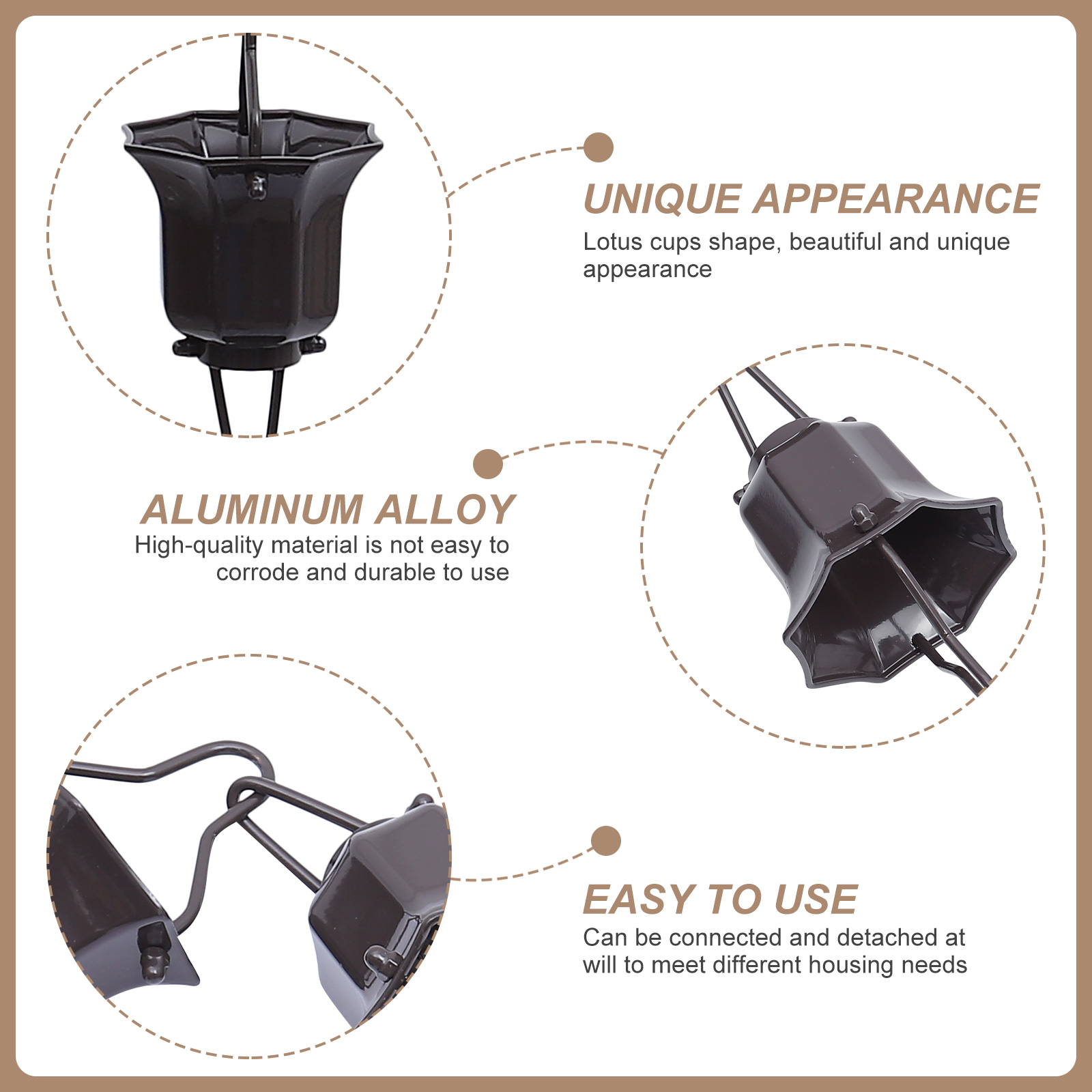 1M Aluminum Alloy Rain Chain For Gutter Downspout Decorative Lotus Cups Rain Chain Hanging Rain Chain For Downspout Gutter