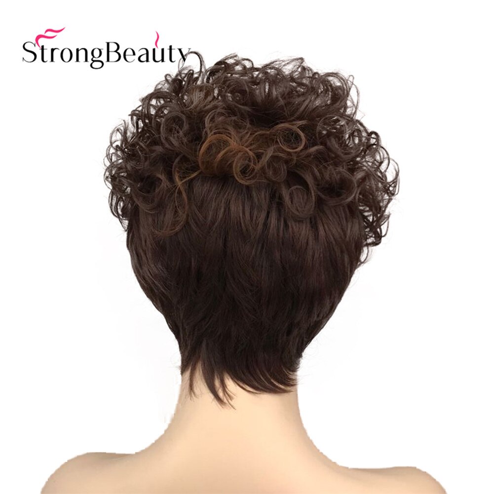 StrongBeauty Short Curly Women's Wigs Asymmetrical Side Bang Synthetic Hair Heat Resistant Wig: SP3330