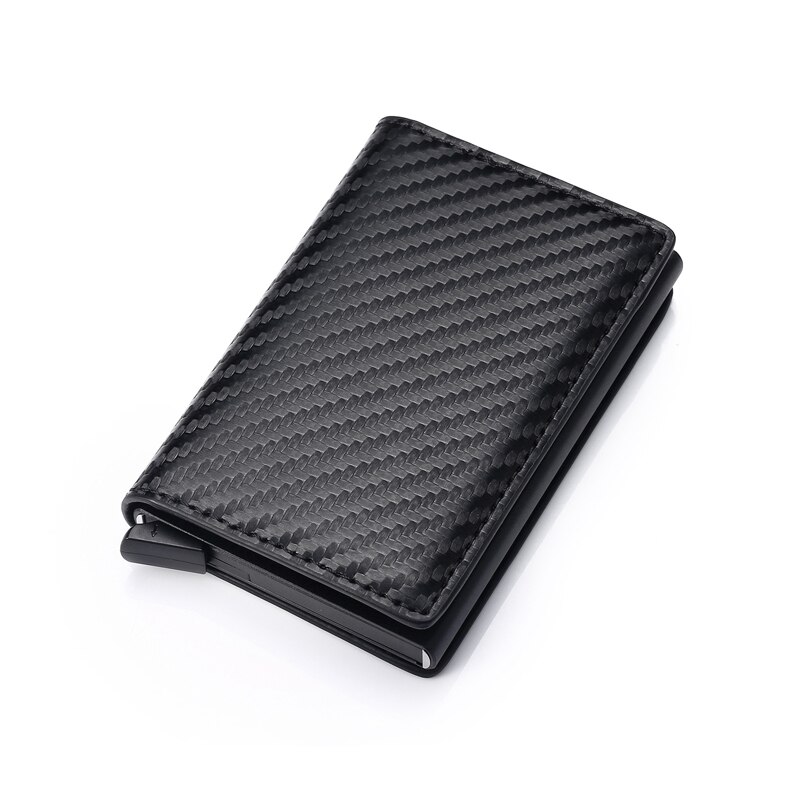 Mode Anti Rfid Blocking Mannen Creditcardhouder Lederen Kleine Portemonnee Id Bank Card Case Metalen Bescherming Portemonnee voor Vrouwen: Carbon Fiber Black