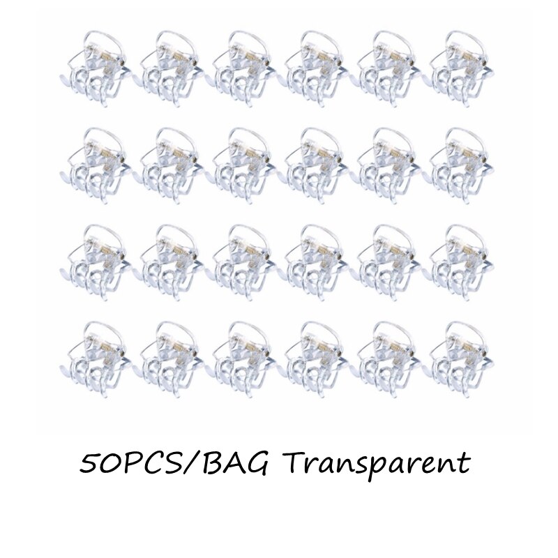 100 stuks 1.5cm/1cm zwart/bruin/transparante mini haarklemmen plastic klemmen klemmen kleine kaak voor meisjes en vrouwen, acc 101: 50 stuks transparant / 1cm(0.39 inch)