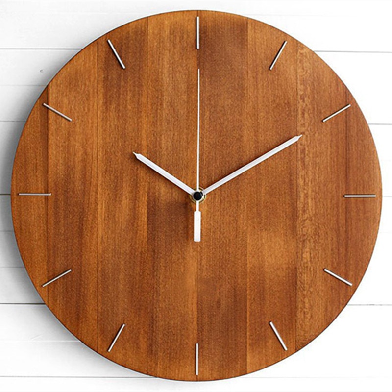 12inch 30cm Diameter Big Wooden Round Wall Hanging Clock Wooden Needle Wall Clock Home Decoration