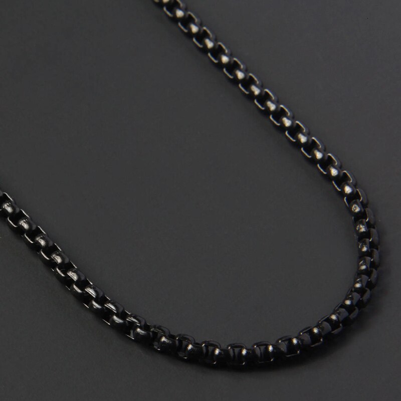 NEUE Edelstahl Schwarz Farbe Einfache Kasten Kette Halskette Männer Titan Kette Kabel Halskette Für Männer Schmuck Kragen Collier Femme: Schwarz / 45cm