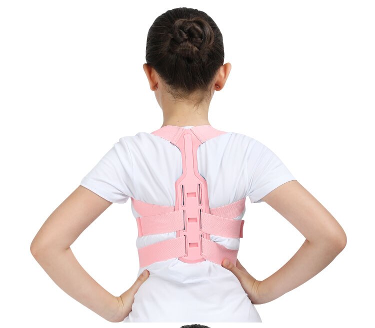 Corsé ortopédico ajustable para niños, soporte para espalda y hombros, Corrector de postura, columna vertebral, soporte Lumbar: PINK / M