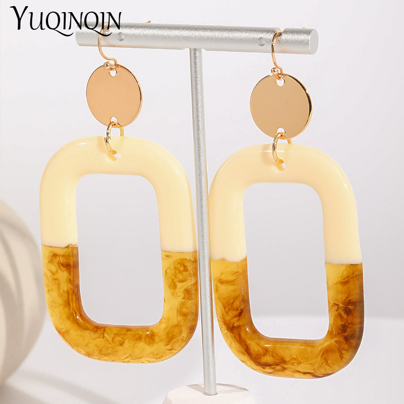 Nueva tendencia, pendientes grandes colgantes para mujer, joyería de , pendientes largos geométricos acrílicos coreanos para mujer, Brincos Retro de verano