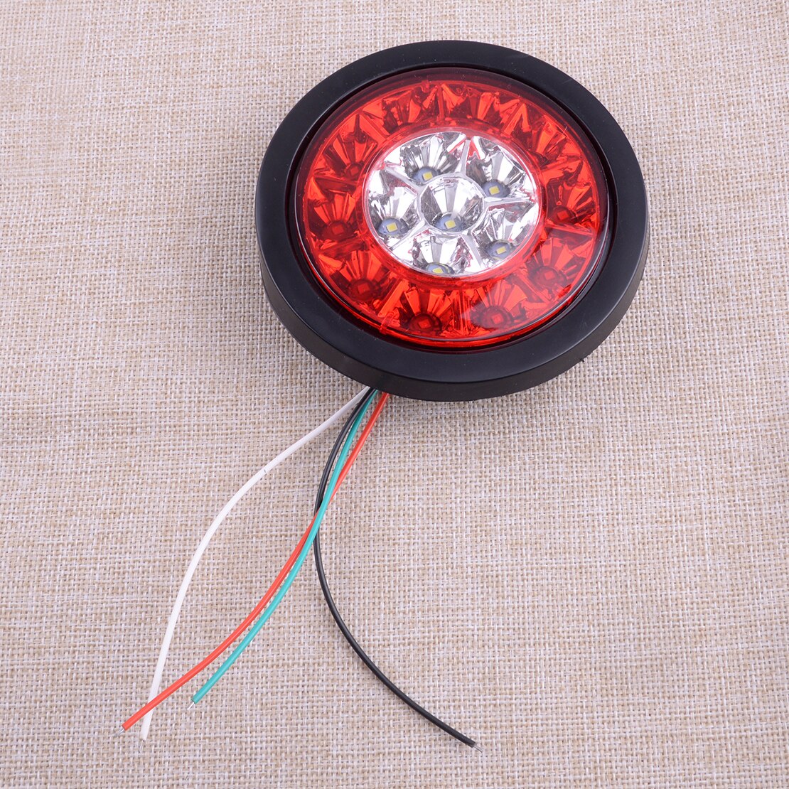 2 Stuks Ronde Rood &amp; Wit 16 Led Staart Stop Brake Knipperlichten 12V Voor Universele Auto &#39;S Vrachtwagens aanhangwagens Boten Bussen Caravans