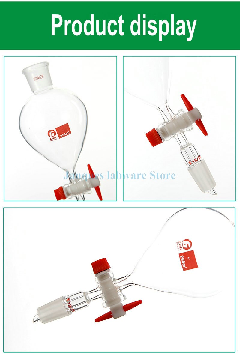1PCS 60ml to 1000ml Glass Spherical Separator Funnel with PTFE Piston,19# 24# 29# Standard mouth standard plug Dropping Funnel