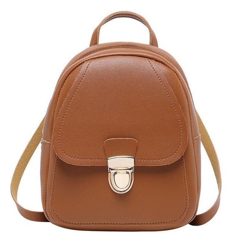 Mini mochila para mujeres, bandolera de cuero PU para chicas adolescentes, nueva mochila pequeña a la , mochila escolar para mujeres: brown 4