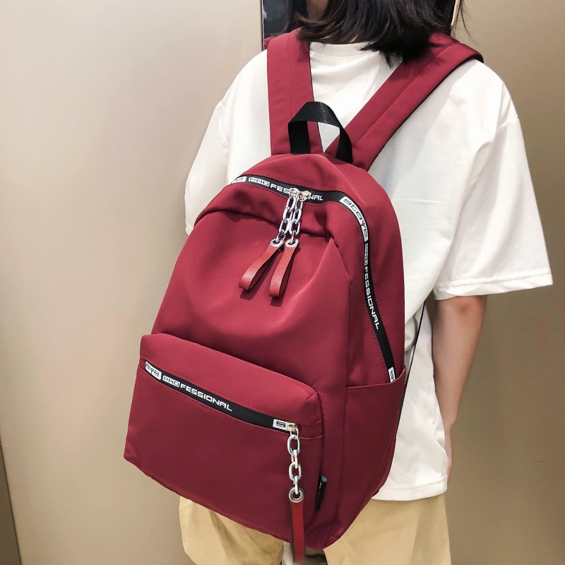 Female Backpack Women Chain Cute Harajuku School Backpacks for Teens Girl Waterproof Nylon Luxury Ladies Kawaii Bag Book