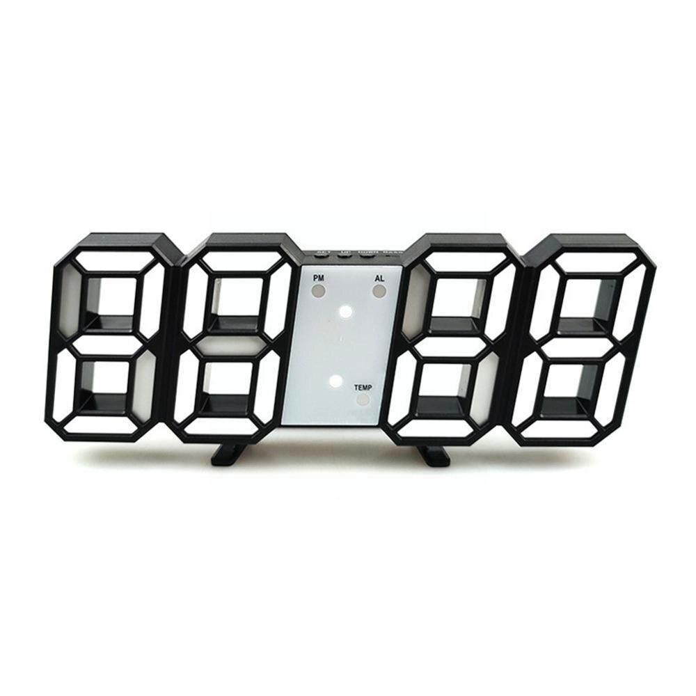 3D LED Digital Clock Glowing Night Mode Brightness Adjustable Electronic Table Clock 24/12 Hour Display Alarm Clock Wall Hanging
