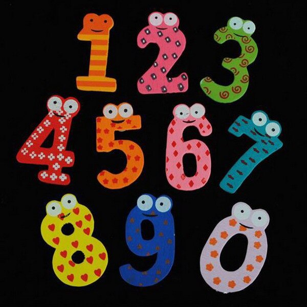 10 Pieces Number 0-9 Wooden Fridge Magnet Kids Math Toys Cartoon Animal Numbers Educational Number Learning Toys For Baby