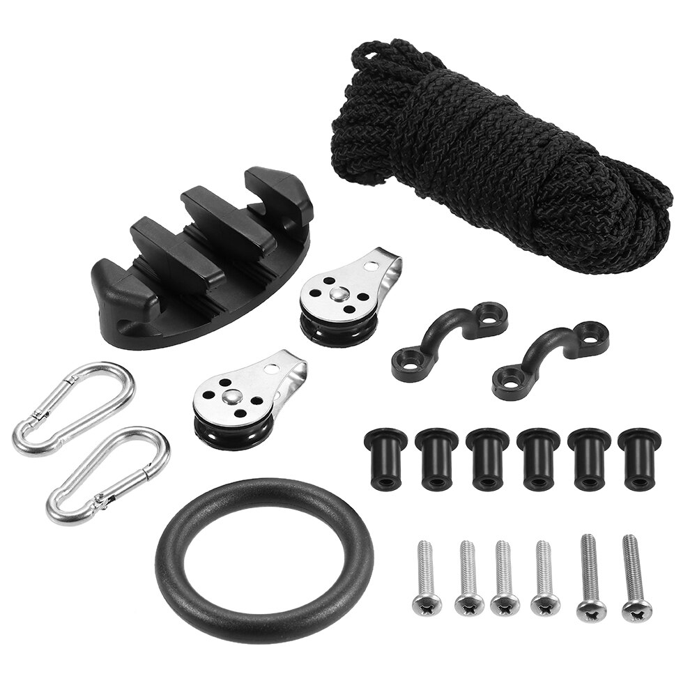 Kayak Anker Trolley Kit - 21 Dele - Vandski Tilbehør - Zig Zag Cleat Rigging Ringe Trisser Pad Øjer Skruer