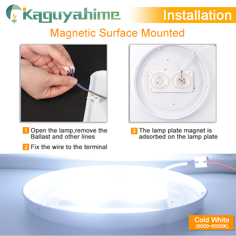 Kaguyahime 220v led lyskildemodul ultra lys tynd led 12w 18w 24w til loftlampe udskift magnetisk tilbehør lampe pære
