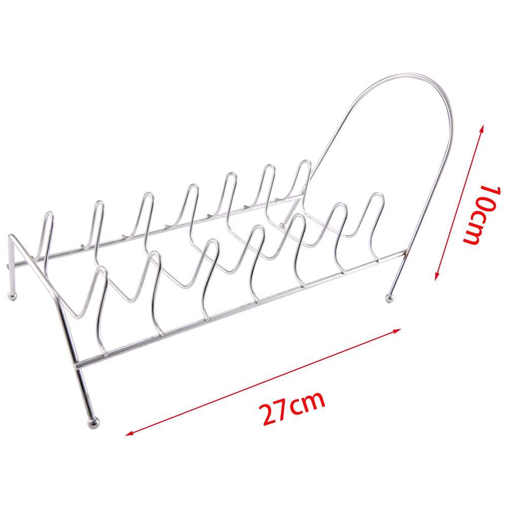 Bowl Storage Draining Holder Dish Rack Shelf Kitchen Countertop Pot Lid Stainless Steel Drying Stand Plates Pan Sink 7 Slots
