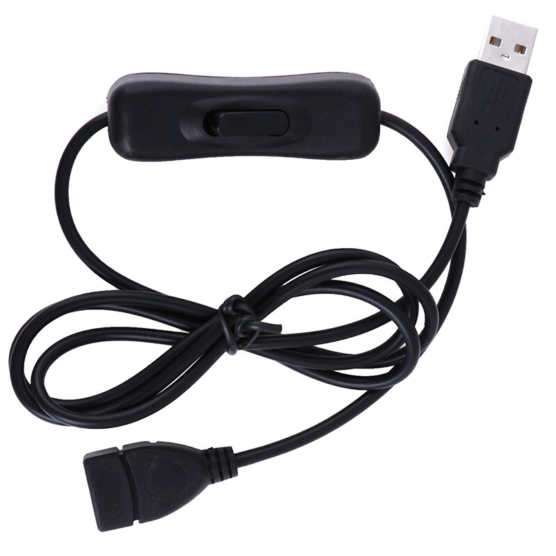 Kabel USB z Przełącznikiem ON/OFF - Mini-USB Męski na Żeński - 1m Czarny