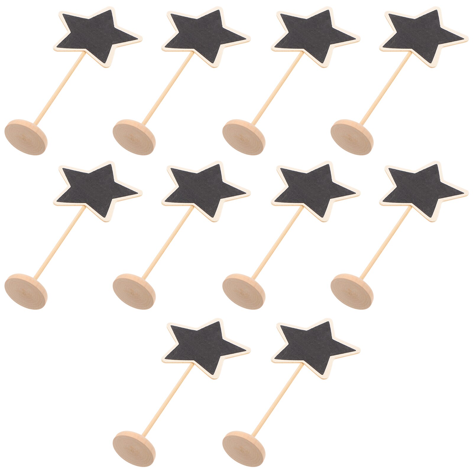 10Pcs Krijtbord Decors Mini Houten Krijtborden Hout Bord Toppers: Five pointed star pa